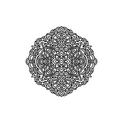 Abstract mandala ornament. Asian style pattern. Black and white background. Vector illustration.