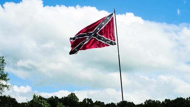Video of the largest Confederate flag in the country, fluttering in the wind .