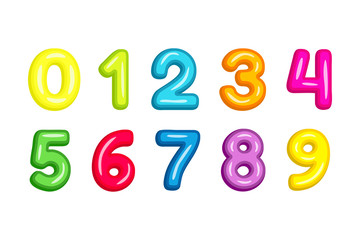 Colorful  kid font numbers vector illustration isolated on white