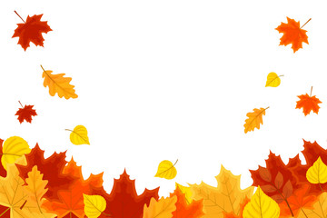 Naklejka na ściany i meble Vector background with red, orange, brown and yellow autumn lea