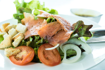 Food on the plate.