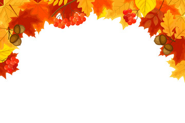Naklejka na ściany i meble Vector background with red, orange, brown and yellow autumn lea