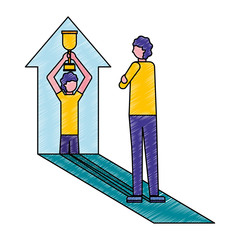 man projected on arrow win business vector illustration