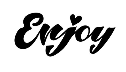 Enjoy hand drawn text lettering with heart