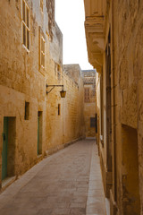 Malta Mdina closeup of a typical narrow alley