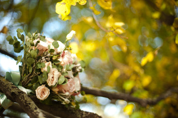 Wedding Bouquet of Flowers on the tree