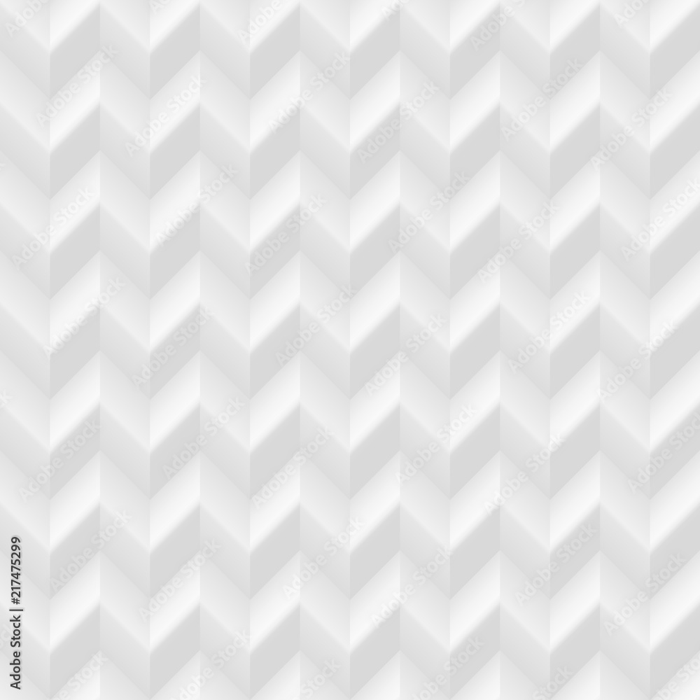 Poster white seamless zigzag geometric pattern. vector volumetric background