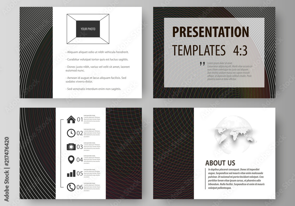 Poster set of business templates for presentation slides. easy editable vector layouts in flat design. dark