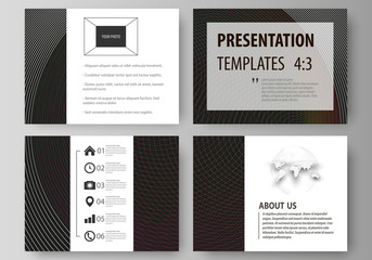 Set of business templates for presentation slides. Easy editable vector layouts in flat design. Dark color modern abstract background with colorful circles.