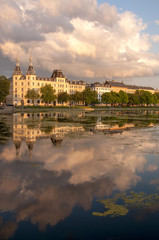 Fototapeta premium Sunset over Sortedam Dossering in Copenhagen