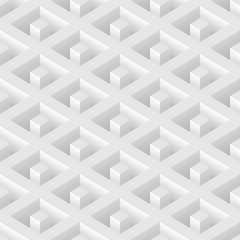White seamless geometric pattern. Vector volumetric background.