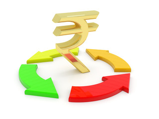 3D rendering of Recycling arrows with dollar sign