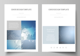 The vector illustration of the editable layout of A4 format covers design templates for brochure, magazine, flyer, booklet, report. Scientific medical DNA research. Science or medical concept.