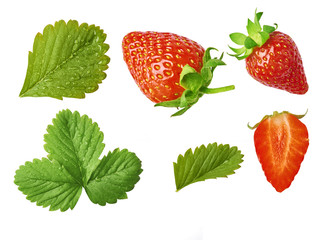 Collection with Fresh juicy strawberry isolated