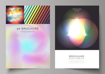 Fototapeta premium The vector illustration of the layout of A4 format modern cover mockups design templates for brochure, magazine, flyer, booklet, report. Abstract colorful geometric backgrounds in minimalistic design
