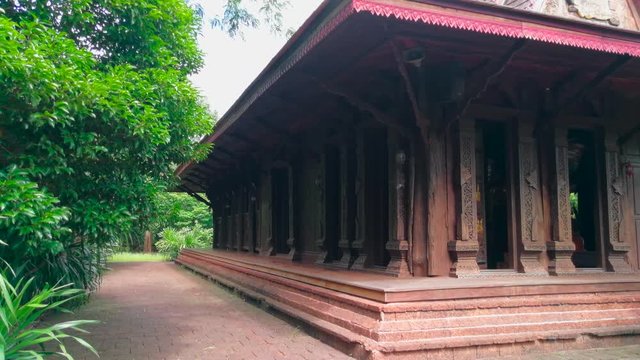 wooden church in the north of Thailand with green environment
