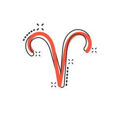 Vector cartoon aries zodiac icon in comic style. Astrology sign illustration pictogram. Aries horoscope business splash effect concept.