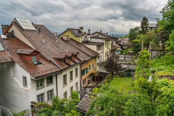 Fototapeta na wymiar Switzerland, Thun city rooftops