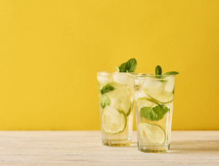 Delicious mojito with lime and mint