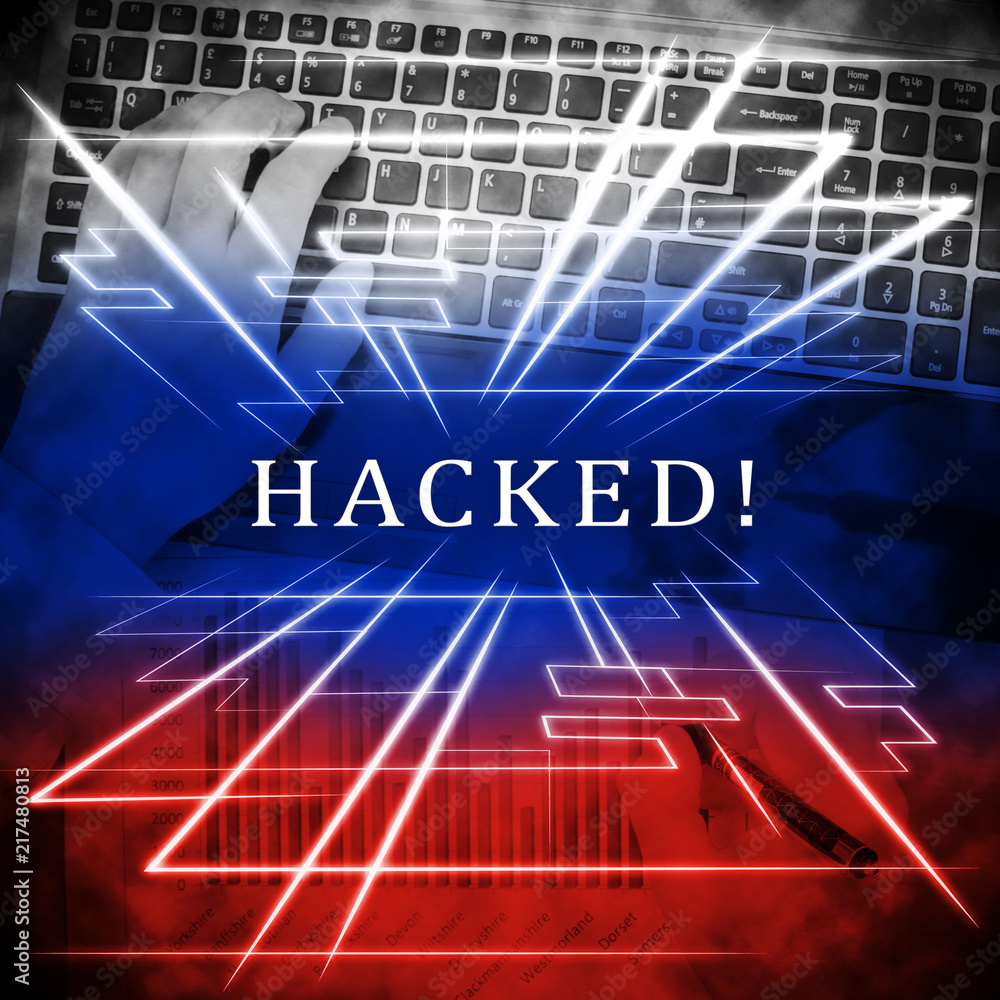 Poster hacker typing hacked data alert 3d illustration