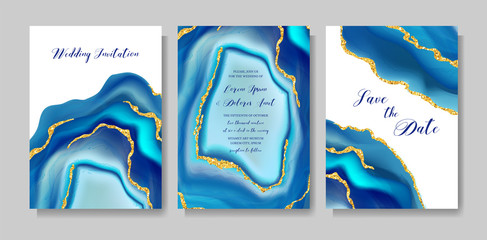 Wedding fashion geode or marble template, artistic covers design, colorful texture, realistic backgrounds. Trendy pattern, geometric brochure, save the date cards, graphic poster. Vector illustration.