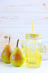 Summer cool cocktail with fresh pears