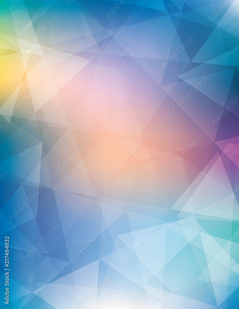 Aufkleber Abstract blue pattern textured by triangles. Colorful vector background with glow. CMYK colors
