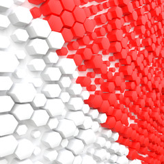 3d illustration abstract hexagon white red background 3d render