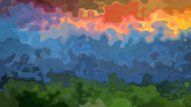 abstract animated stained background seamless loop video - watercolor effect - green blue orange khaki color