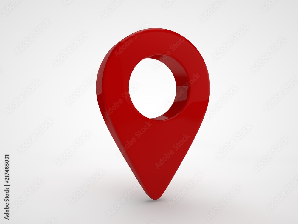 Poster the image of the pins of the navigator in red on a white background. 3d rendering