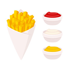 French fries with dipping sauce