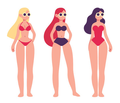 Three women in swimsuits
