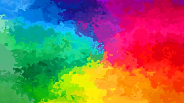 abstract animated stained background seamless loop video - watercolor effect - conical full color spectrum - rainbow