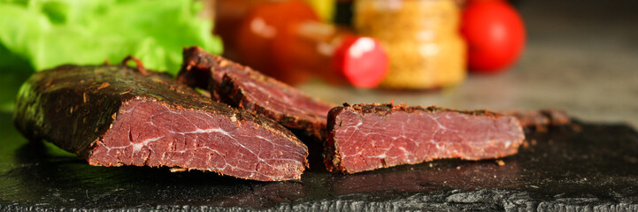 salami cheese-dried smoked sliced ​​slices (sausages) . food background
