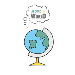 Globe vector hand drawn doodle style illustration
