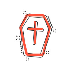 Obraz premium Vector cartoon halloween grave icon in comic style. Gravestone sign illustration pictogram. Rip business splash effect concept.