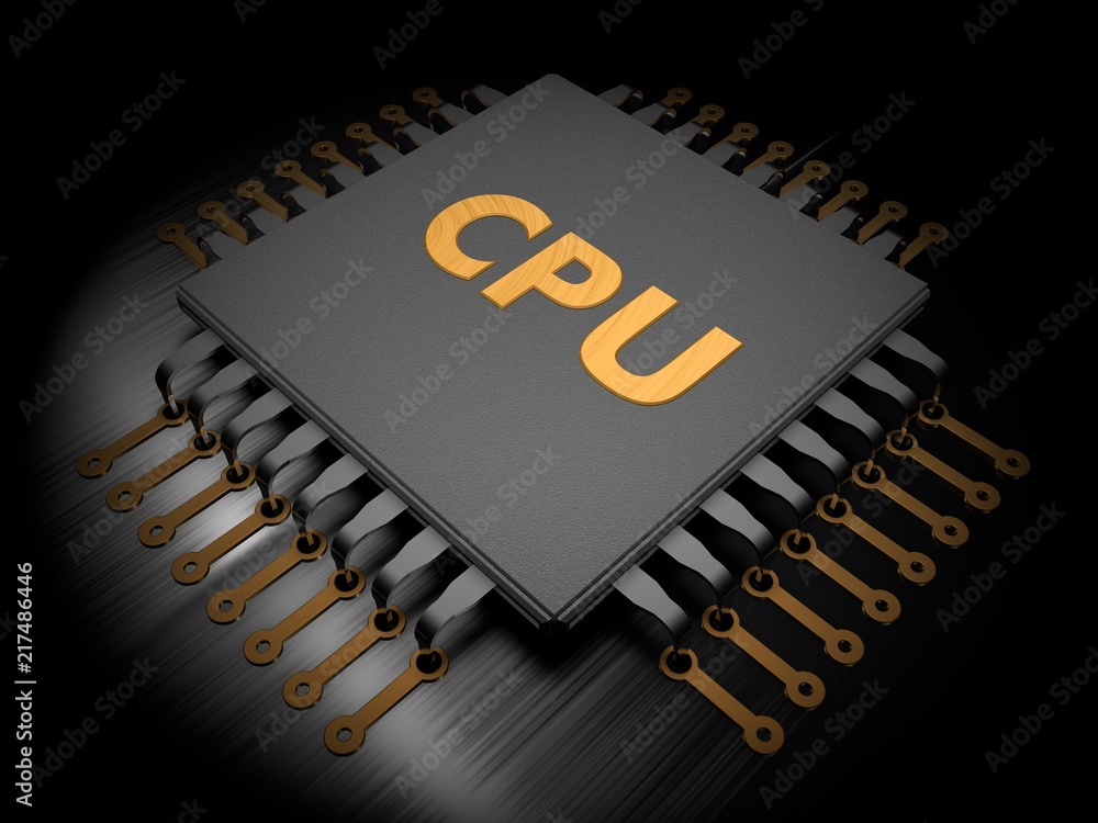 Poster image of cpu on a dark background, metal board. the idea of artificial intelligence ai. 3d rendering