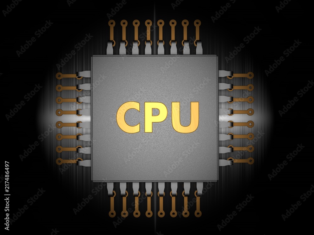 Poster image of cpu on a dark background, metal board. the idea of artificial intelligence ai. 3d rendering