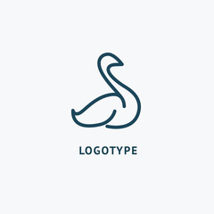 Obraz premium Bird silhouette logo. Vector abstract minimalistic illustration flying fowl.