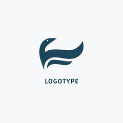 Fototapeta premium Bird silhouette logo. Vector abstract minimalistic illustration flying fowl. Pigeon icon.