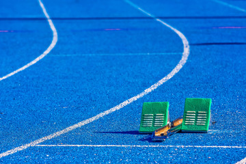 Starting Blocks on Blue Track