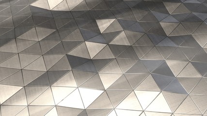 Futuristic, abstract image of the polygons are black metal with rust spots, faults and folds,...