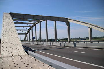 Bridge over the railway tracks at Moordrecht in motorway A20 in the Netherlands