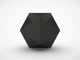 Image metal, dark polyhedron, with a reflective surface. A symbol of firmness and principle. 3D rendering on white background.