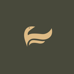 Obraz premium Bird silhouette logo. Vector abstract minimalistic illustration flying fowl. Pigeon icon.