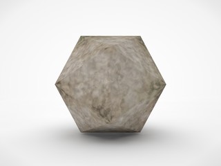 The picture grey stone of the polyhedron mesh. A symbol of firmness and principle. 3D rendering on white background.