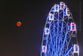 Lunar eclipse. Bloody Moon.