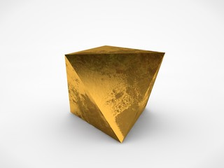 The image of gold prisms with dark spots on the surface. A symbol of firmness and principle. 3D...