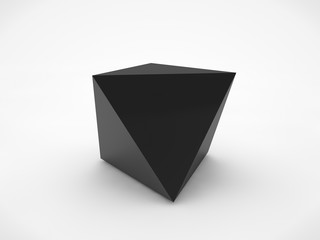 The image of a black metal prism. A symbol of firmness and principle. 3D rendering on white...