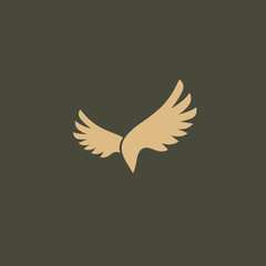 Fototapeta premium Bird silhouette logo. Vector abstract minimalistic illustration flying fowl. Pigeon icon.